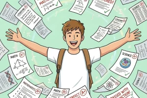 happy students with exams